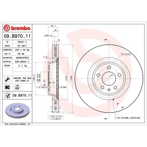 brembo UV Coated Series Vented Front Brake Rotor for 2014 Audi Q5 - 09.B970.11