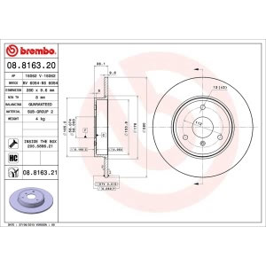 brembo UV Coated Series Front Brake Rotor for 2010 Smart Fortwo - 08.8163.21