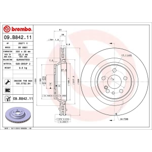 brembo UV Coated Series Vented Rear Brake Rotor for 2006 Mercedes-Benz S600 - 09.B842.11