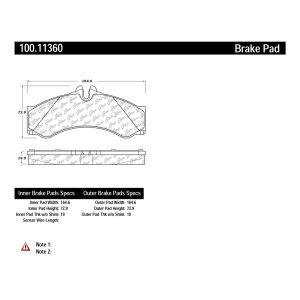 Centric Formula 100 Series™ OEM Brake Pads for 2006 Dodge Sprinter 3500 - 100.11360