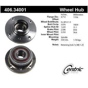 Centric Premium™ Hub And Bearing Assembly for 1985 BMW 325e - 406.34001