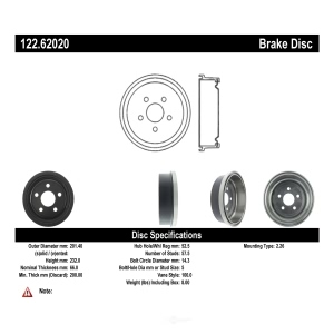 Centric Premium Rear Brake Drum for Pontiac Sunbird - 122.62020