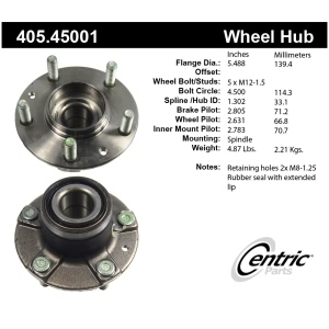Centric Premium™ Wheel Bearing And Hub Assembly for 1999 Mazda 626 - 405.45001