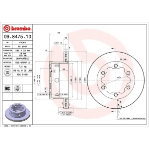 brembo OE Replacement Rear Brake Rotor for 2003 Dodge Sprinter 3500 - 09.8475.10