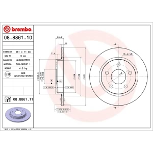 brembo UV Coated Series Solid Rear Brake Rotor for 2003 Buick Park Avenue - 08.8861.11