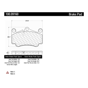 Centric Formula 100 Series™ OEM Brake Pads for 2012 Porsche 911 - 100.09160
