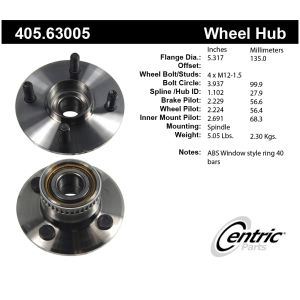Centric Premium™ Wheel Bearing And Hub Assembly for 1996 Dodge Neon - 405.63005