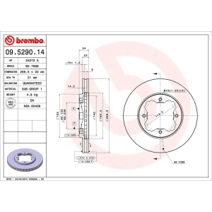 brembo OE Replacement Vented Front Brake Rotor for 1992 Honda Accord - 09.5290.14