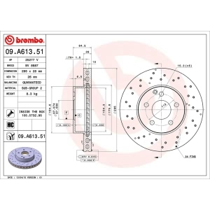 brembo UV Coated Series Drilled Vented Front Brake Rotor for 2013 Mercedes-Benz C250 - 09.A613.51