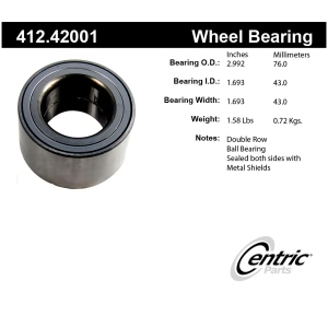 Centric Premium™ Front Passenger Side Double Row Wheel Bearing for Infiniti I30 - 412.42001