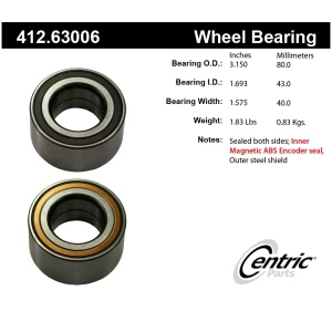Centric Premium™ Front Driver Side Double Row Wheel Bearing for 2020 Mitsubishi Outlander - 412.63006