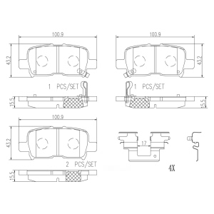 brembo Premium Ceramic Rear Disc Brake Pads for 2003 Honda Odyssey - P28057N