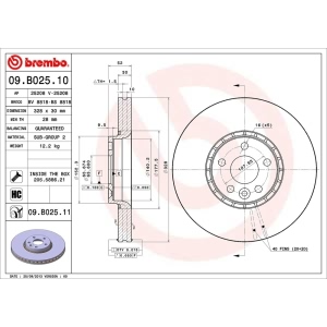 brembo UV Coated Series Vented Front Brake Rotor for 2015 Volvo XC60 - 09.B025.11