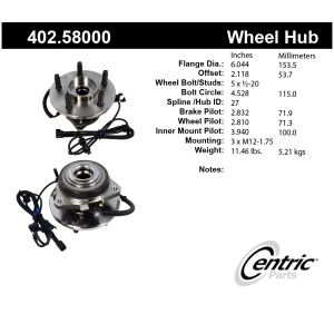 Centric Premium™ Wheel Bearing And Hub Assembly for 2007 Jeep Liberty - 402.58000