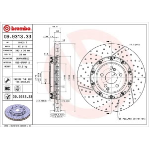 brembo OE Replacement Drilled and Slotted Vented Front Brake Rotor for 2016 Mercedes-Benz AMG GT S - 09.9313.33