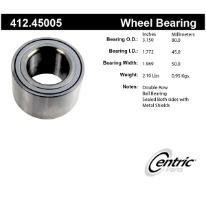 Centric Premium™ Rear Passenger Side Double Row Wheel Bearing for 2004 Mazda RX-8 - 412.45005