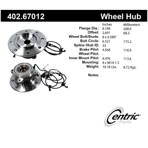 Centric Premium™ Wheel Bearing And Hub Assembly for 1999 Dodge Ram 3500 - 402.67012