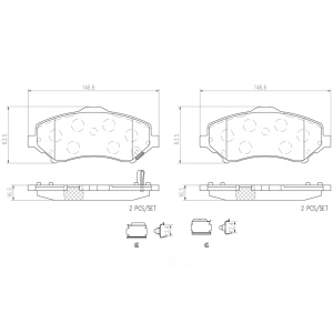 brembo Premium Ceramic Front Disc Brake Pads for 2013 Volkswagen Routan - P11025N