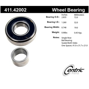Centric Premium™ Rear Driver Side Single Row Wheel Bearing for 1987 Nissan 200SX - 411.42002