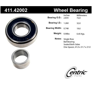 Centric Premium™ Rear Driver Side Single Row Wheel Bearing for 1985 Nissan 200SX - 411.42002