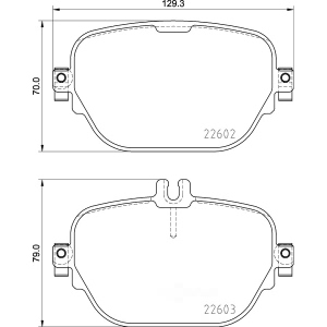 brembo Premium Low-Met OE Equivalent Rear Brake Pads for 2019 Mercedes-Benz E53 AMG - P50138