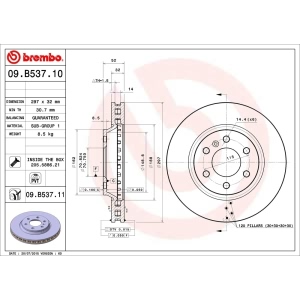 brembo UV Coated Series Vented Front Brake Rotor for 2006 Buick Terraza - 09.B537.11