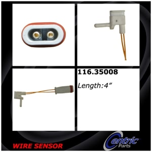 Centric Front Driver Side Brake Pad Sensor for Mercedes-Benz E500 - 116.35008