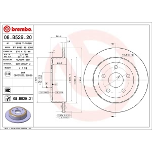 brembo UV Coated Series Solid Rear Brake Rotor for 2015 Jeep Wrangler - 08.B529.21