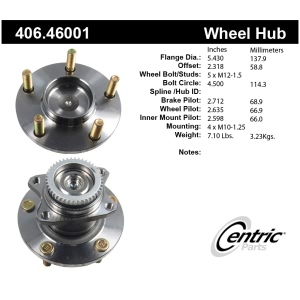 Centric Premium™ Wheel Bearing And Hub Assembly for 2009 Mitsubishi Galant - 406.46001
