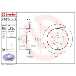 brembo UV Coated Series Solid Rear Brake Rotor for Chevrolet Venture - 08.9107.11