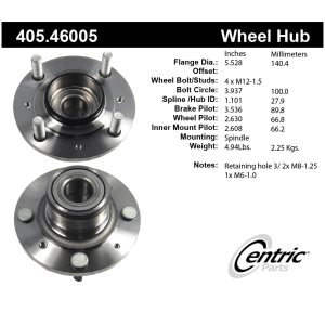 Centric Premium™ Wheel Bearing And Hub Assembly for 1991 Mitsubishi Mirage - 405.46005