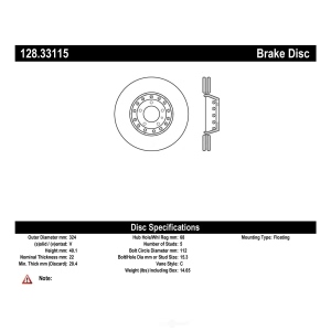 Centric Premium™ OE Style Drilled Brake Rotor for 2008 Audi RS4 - 128.33115
