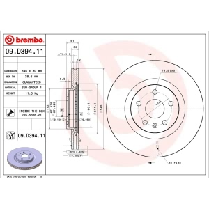 brembo UV Coated Series Vented Front Brake Rotor for 2010 Cadillac CTS - 09.D394.11