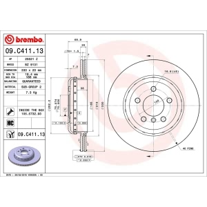 brembo OE Replacement Rear Brake Rotor for 2014 BMW 535d - 09.C411.13