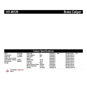 Centric Semi-Loaded Brake Caliper for 2018 Acura RLX - 141.40129