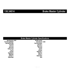Centric Premium™ Brake Master Cylinder for BMW 850CSi - 130.34014
