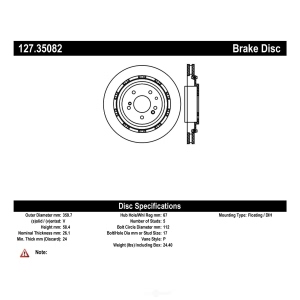 Centric Premium™ OE Style Drilled And Slotted Brake Rotor for 2009 Mercedes-Benz SL65 AMG - 127.35082