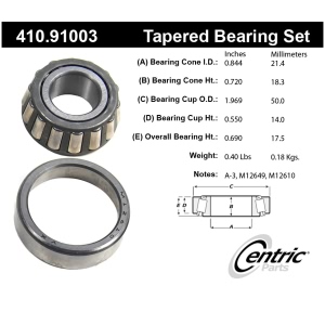 Centric Premium™ Front Passenger Side Outer Wheel Bearing and Race Set for 1991 Mercedes-Benz 300SE - 410.91003