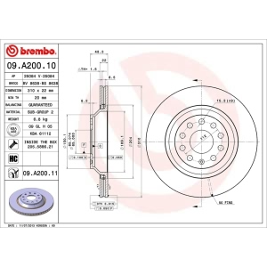 brembo UV Coated Series Vented Rear Brake Rotor for Audi TT RS Quattro - 09.A200.11