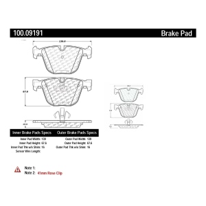 Centric Formula 100 Series™ OEM Brake Pads for 2011 BMW 535i GT - 100.09191