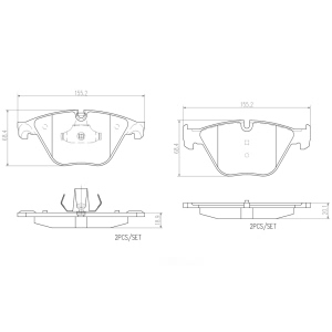 brembo Premium Ceramic Front Disc Brake Pads for 2016 BMW 535d - P06074N