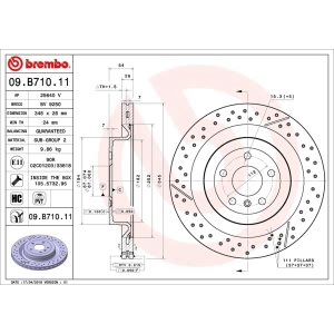 brembo UV Coated Series Drilled and Slotted Vented Rear Brake Rotor for 2015 Mercedes-Benz ML63 AMG - 09.B710.11