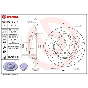 brembo Premium Xtra Cross Drilled UV Coated 1-Piece Rear Brake Rotors for 2010 BMW 335i xDrive - 09.A270.1X