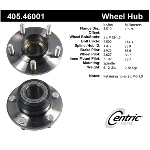 Centric Premium™ Wheel Bearing And Hub Assembly for 1992 Dodge Stealth - 405.46001