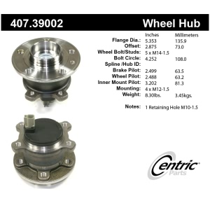 Centric Premium™ Wheel Bearing And Hub Assembly for 2014 Volvo XC60 - 407.39002