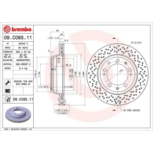 brembo UV Coated Series Drilled Vented Rear Brake Rotor for 1997 Porsche 911 - 09.C085.11