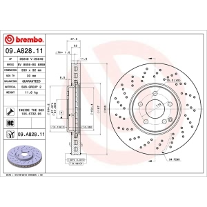 brembo UV Coated Series Drilled Vented Front Brake Rotor for 2006 Mercedes-Benz S430 - 09.A828.11