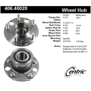 Centric Premium™ Wheel Bearing And Hub Assembly for Isuzu Oasis - 406.40020