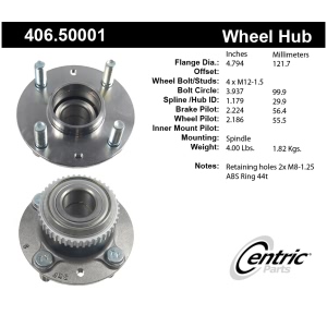 Centric Premium™ Hub And Bearing Assembly; With Abs Tone Ring for 2004 Kia Spectra - 406.50001