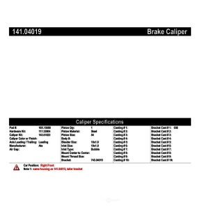 Centric Semi-Loaded Brake Caliper for Fiat 500 - 141.04019